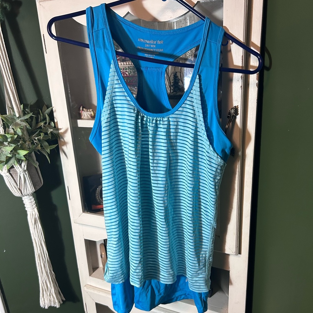 Marika Tek Aqua Striped Activewear Tank